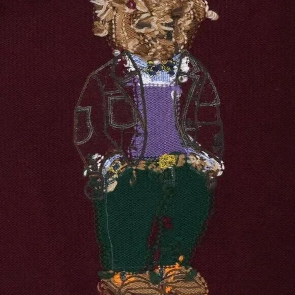 Polo by Ralph Lauren Maroon Bear Crewneck Sweater - Picture 5 of 5